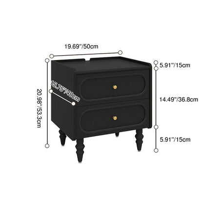 Traditional Vintage Solid Wood Hardware Roman Column Square Nightstand With 2 Drawers For Bedroom