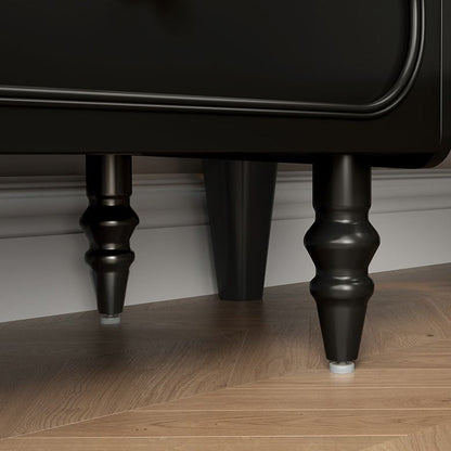 Traditional Vintage Solid Wood Hardware Roman Column Square Nightstand With 2 Drawers For Bedroom