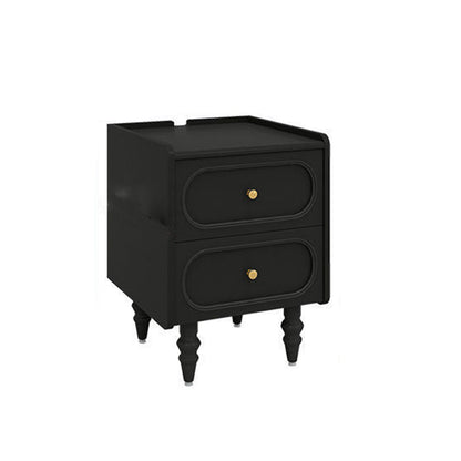Traditional Vintage Solid Wood Hardware Roman Column Square Nightstand With 2 Drawers For Bedroom