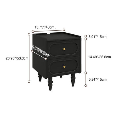 Traditional Vintage Solid Wood Hardware Roman Column Square Nightstand With 2 Drawers For Bedroom