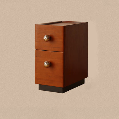 Traditional Vintage Solid Wood Stainless Steel Rectangular Ball Nightstand 2-Tier For Bedroom