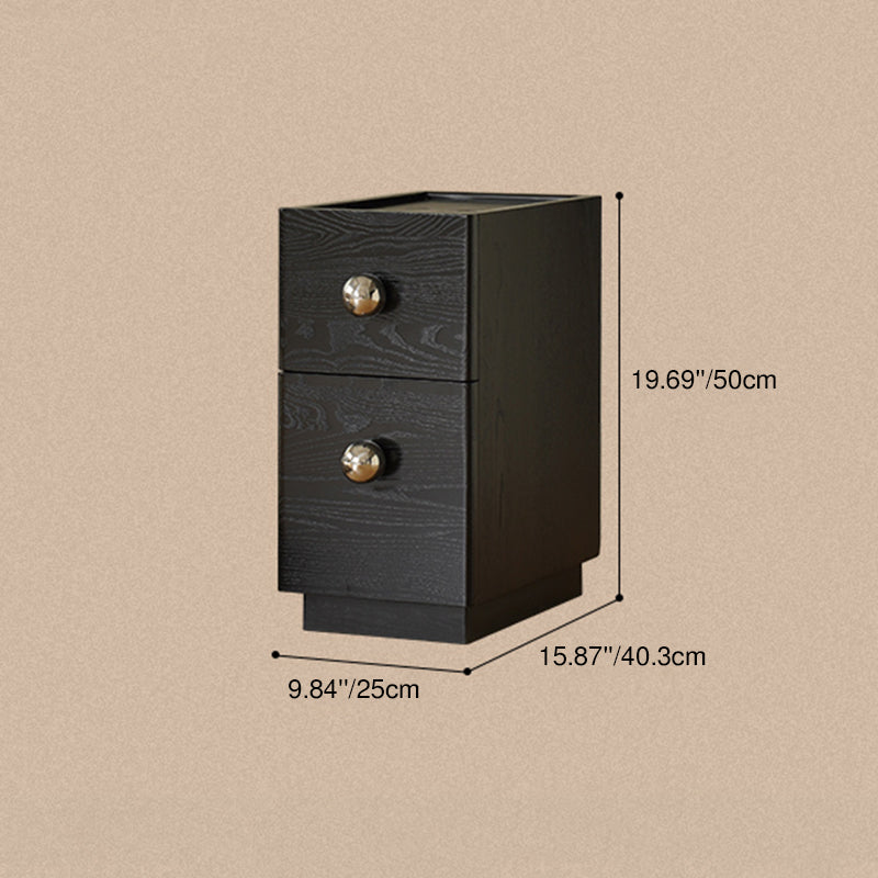 Traditional Vintage Solid Wood Stainless Steel Rectangular Ball Nightstand 2-Tier For Bedroom