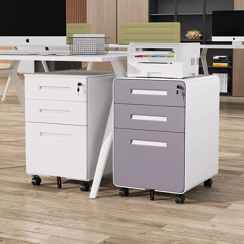 Modern Minimalist Steel Curved Rectangular Storage Cabinet With 2/3 Drawers For Home Office