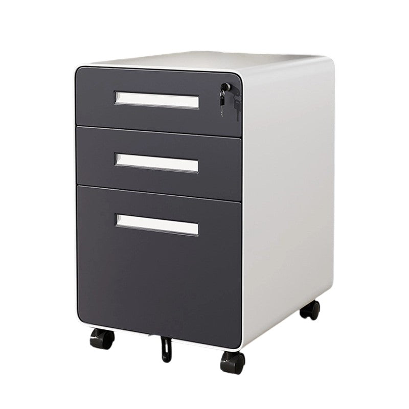 Modern Minimalist Steel Curved Rectangular Storage Cabinet With 2/3 Drawers For Home Office
