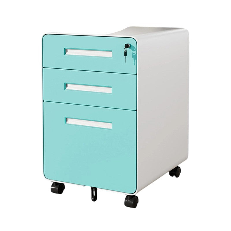 Modern Minimalist Steel Curved Rectangular Storage Cabinet With 2/3 Drawers For Home Office