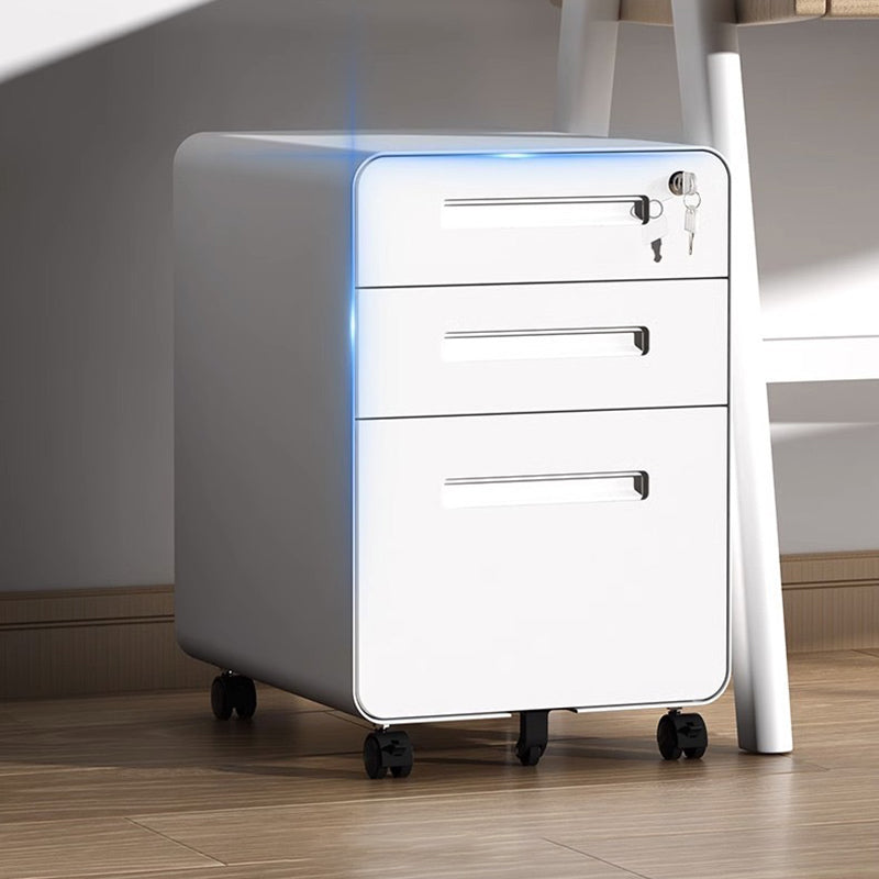 Modern Minimalist Steel Curved Rectangular Storage Cabinet With 2/3 Drawers For Home Office