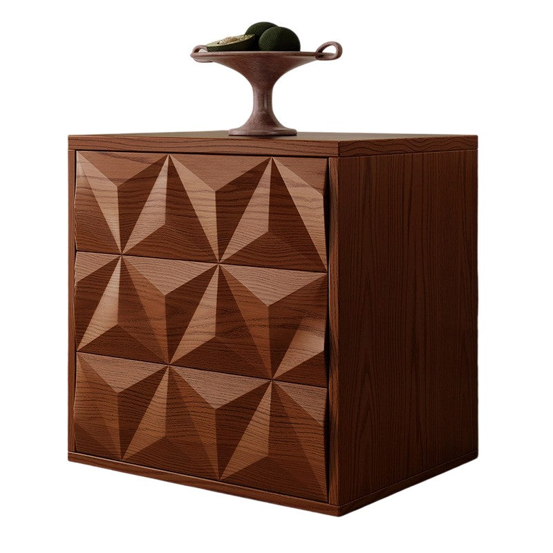 Traditional Chinese Solid Wood Diamond-Shaped Storage Cabinet With 2 Drawers For Living Room