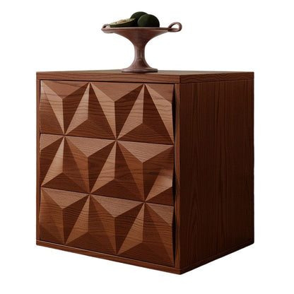 Traditional Chinese Solid Wood Diamond-Shaped Storage Cabinet With 2 Drawers For Living Room