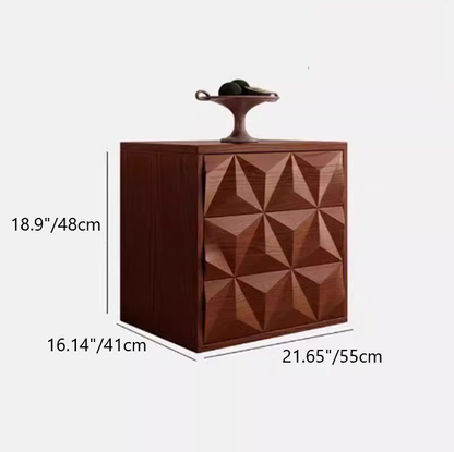 Traditional Chinese Solid Wood Diamond-Shaped Storage Cabinet With 2 Drawers For Living Room