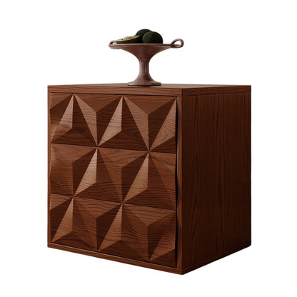 Traditional Chinese Solid Wood Diamond-Shaped Storage Cabinet With 2 Drawers For Living Room