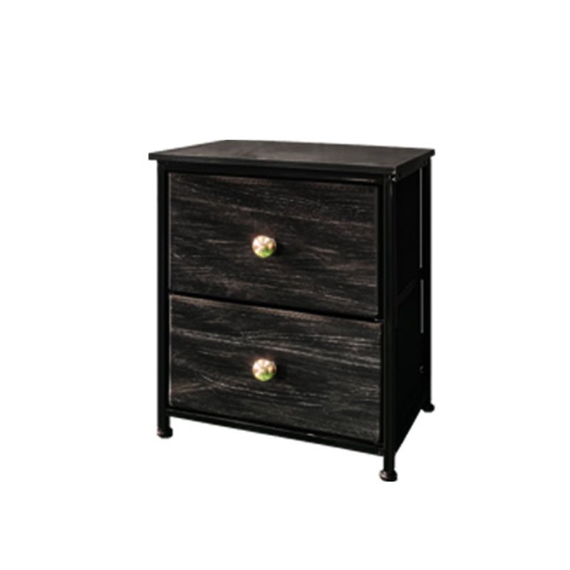 Traditional Vintage Nonwoven Fabric Iron Wood Board Square Storage Cabinet With 2 Drawers For Living Room