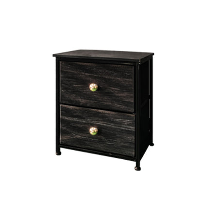 Traditional Vintage Nonwoven Fabric Iron Wood Board Square Storage Cabinet With 2 Drawers For Living Room