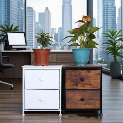 Traditional Vintage Nonwoven Fabric Iron Wood Board Square Storage Cabinet With 2 Drawers For Living Room