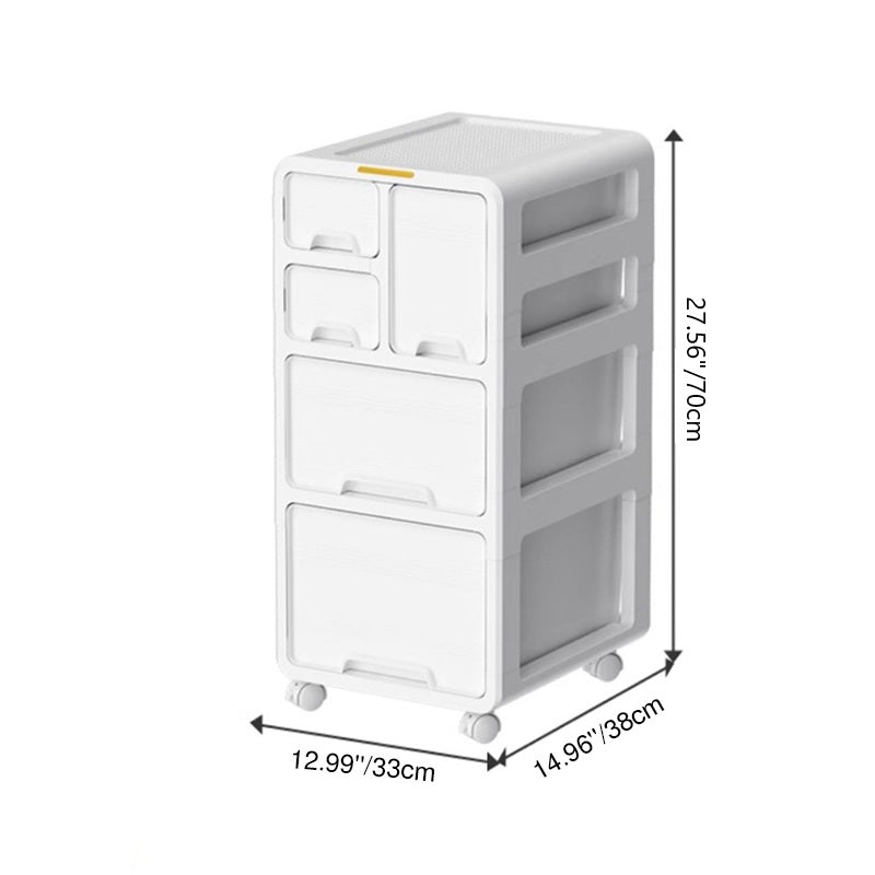 Modern Minimalist PP Mobile Curved Rectangular Storage Cabinet With 3/4/5 Drawers For Living Room