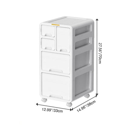 Modern Minimalist PP Mobile Curved Rectangular Storage Cabinet With 3/4/5 Drawers For Living Room