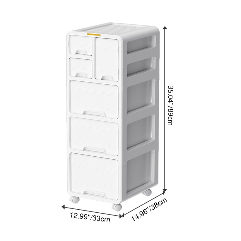 Modern Minimalist PP Mobile Curved Rectangular Storage Cabinet With 3/4/5 Drawers For Living Room