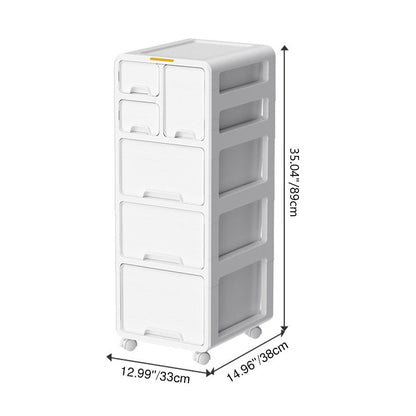 Modern Minimalist PP Mobile Curved Rectangular Storage Cabinet With 3/4/5 Drawers For Living Room