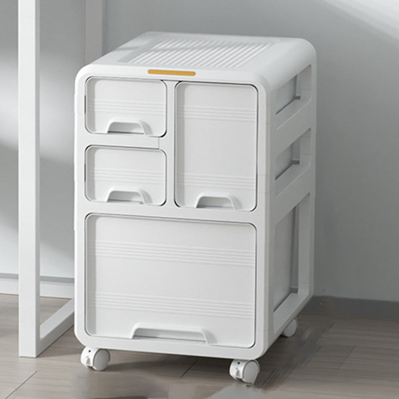 Modern Minimalist PP Mobile Curved Rectangular Storage Cabinet With 3/4/5 Drawers For Living Room