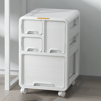 Modern Minimalist PP Mobile Curved Rectangular Storage Cabinet With 3/4/5 Drawers For Living Room