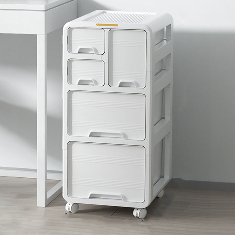 Modern Minimalist PP Mobile Curved Rectangular Storage Cabinet With 3/4/5 Drawers For Living Room