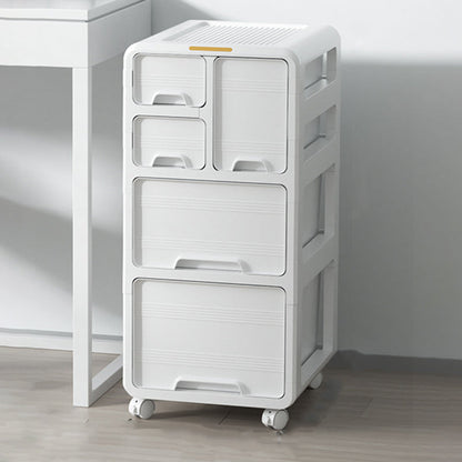Modern Minimalist PP Mobile Curved Rectangular Storage Cabinet With 3/4/5 Drawers For Living Room