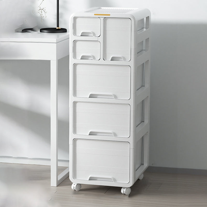 Modern Minimalist PP Mobile Curved Rectangular Storage Cabinet With 3/4/5 Drawers For Living Room