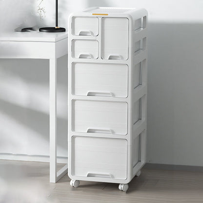 Modern Minimalist PP Mobile Curved Rectangular Storage Cabinet With 3/4/5 Drawers For Living Room