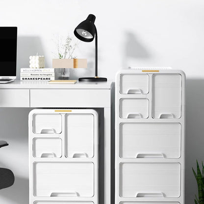 Modern Minimalist PP Mobile Curved Rectangular Storage Cabinet With 3/4/5 Drawers For Living Room