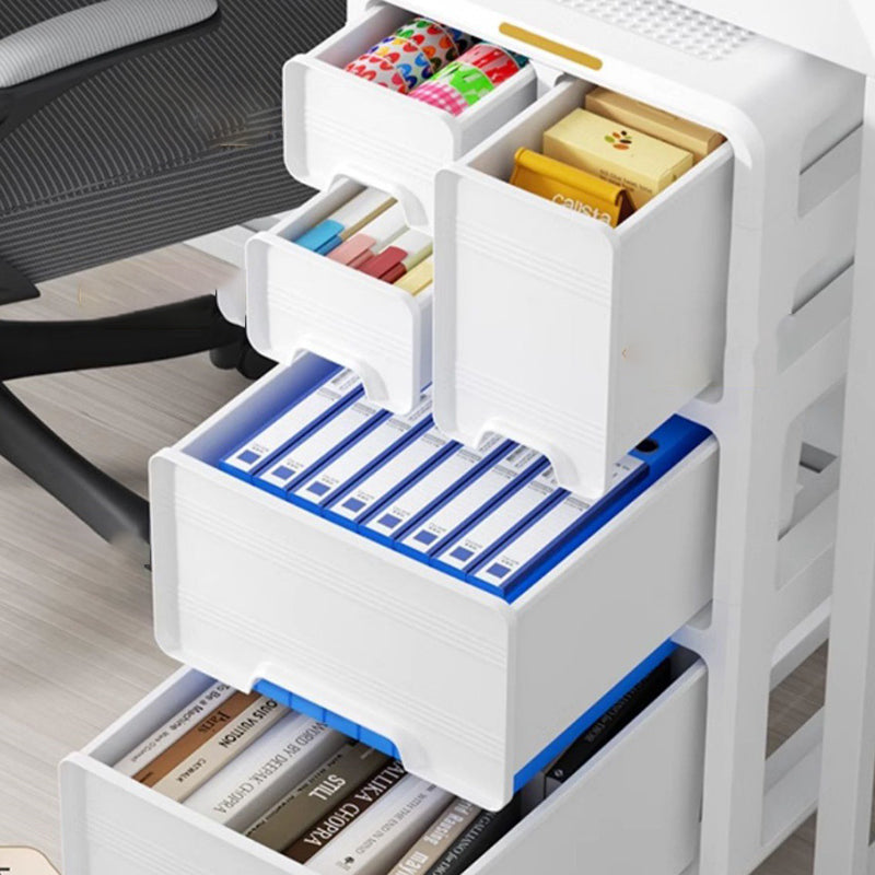 Modern Minimalist PP Mobile Curved Rectangular Storage Cabinet With 3/4/5 Drawers For Living Room