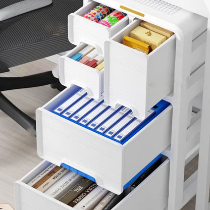 Modern Minimalist PP Mobile Curved Rectangular Storage Cabinet With 3/4/5 Drawers For Living Room