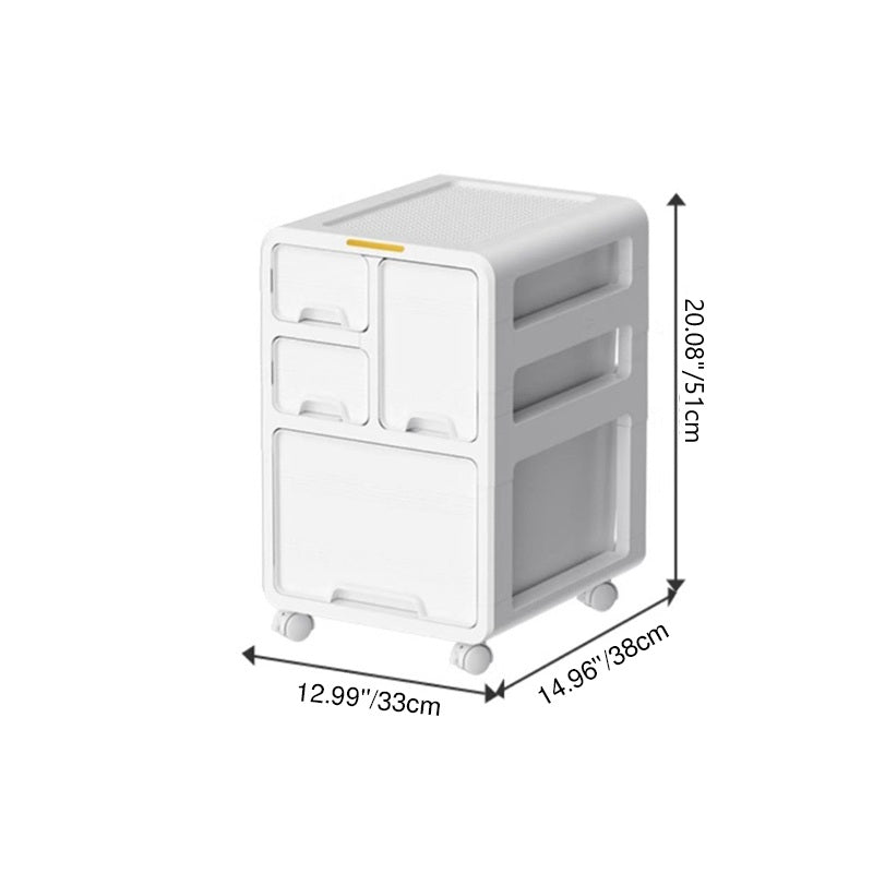 Modern Minimalist PP Mobile Curved Rectangular Storage Cabinet With 3/4/5 Drawers For Living Room