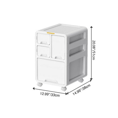Modern Minimalist PP Mobile Curved Rectangular Storage Cabinet With 3/4/5 Drawers For Living Room