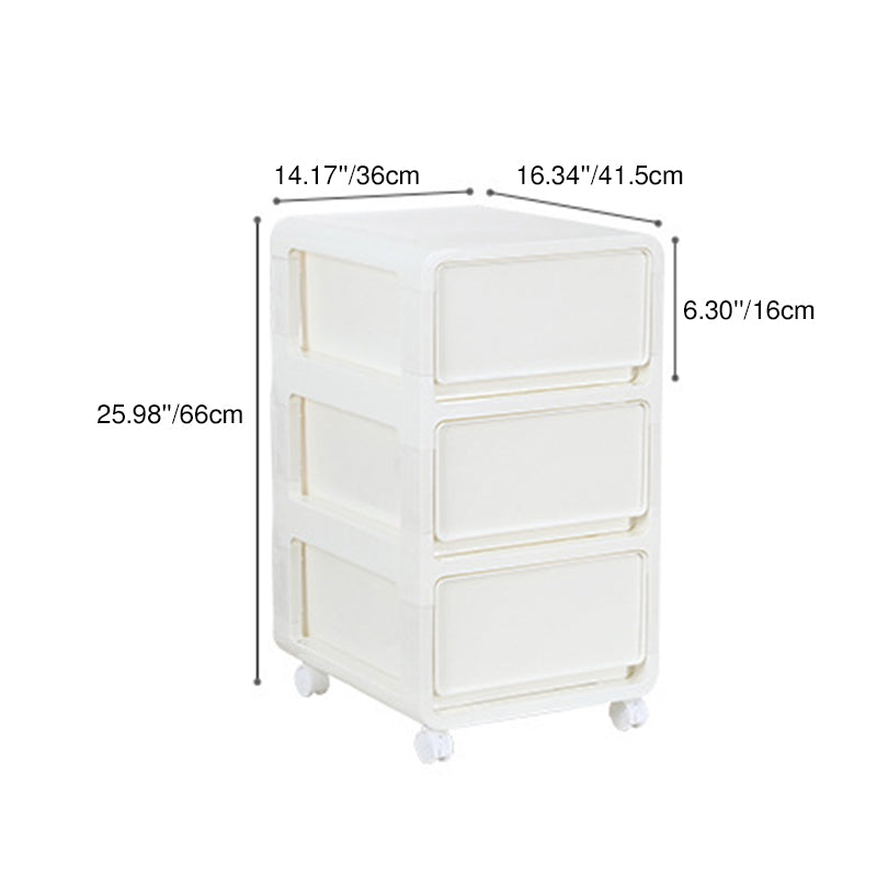 Modern Minimalist PP Mobile Square Nightstand 2/3/4-Drawers For Bedroom