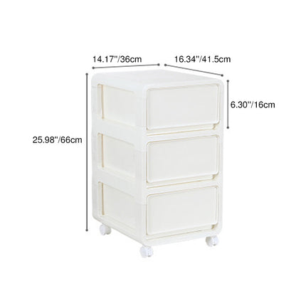 Modern Minimalist PP Mobile Square Nightstand 2/3/4-Drawers For Bedroom