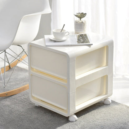 Modern Minimalist PP Mobile Square Nightstand 2/3/4-Drawers For Bedroom