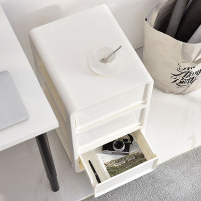 Modern Minimalist PP Mobile Square Nightstand 2/3/4-Drawers For Bedroom