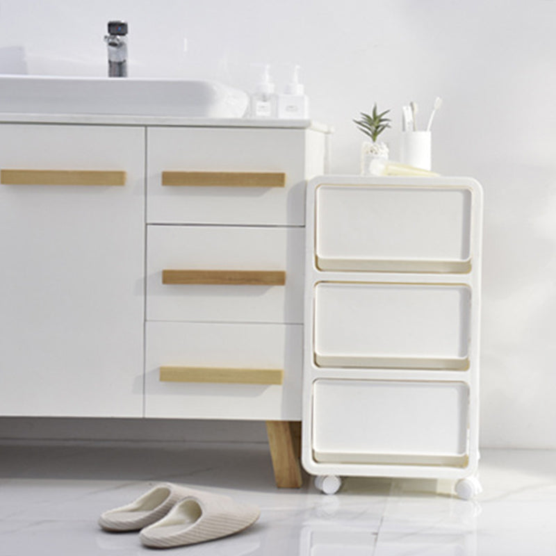 Modern Minimalist PP Mobile Square Nightstand 2/3/4-Drawers For Bedroom