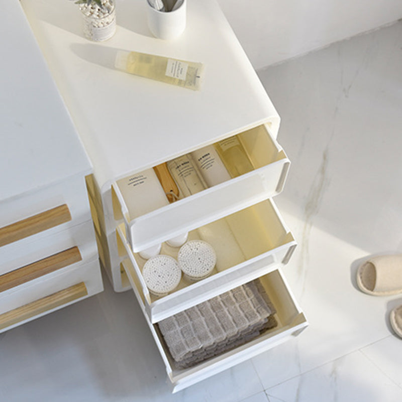 Modern Minimalist PP Mobile Square Nightstand 2/3/4-Drawers For Bedroom