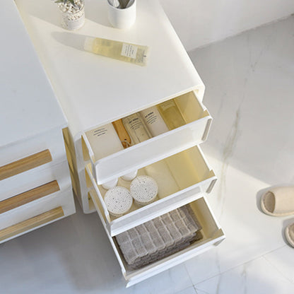 Modern Minimalist PP Mobile Square Nightstand 2/3/4-Drawers For Bedroom