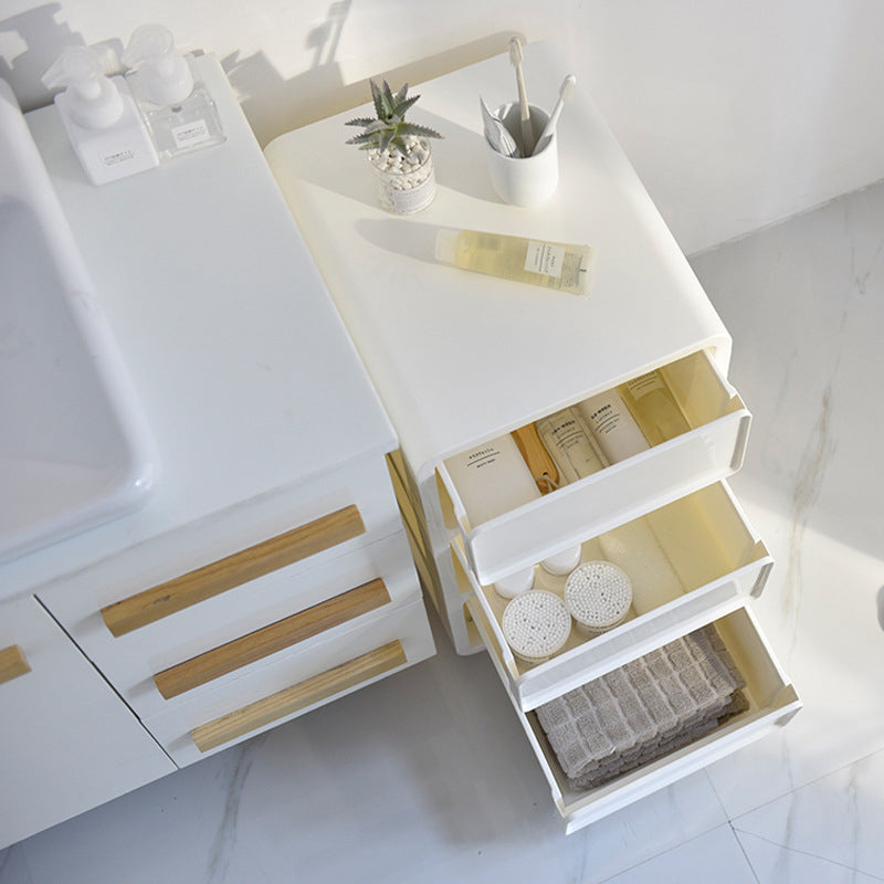 Modern Minimalist PP Mobile Square Nightstand 2/3/4-Drawers For Bedroom
