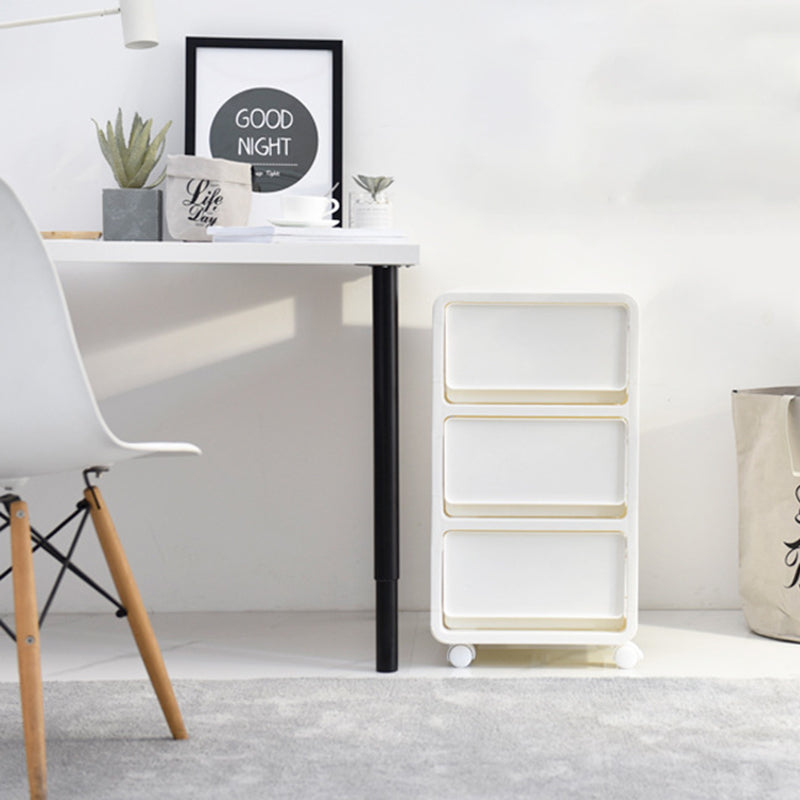 Modern Minimalist PP Mobile Square Nightstand 2/3/4-Drawers For Bedroom