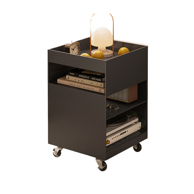 Modern Minimalist Iron Mobile Square End Table 4-Tier For Living Room