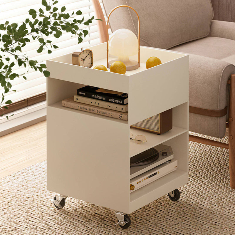 Modern Minimalist Iron Mobile Square End Table 4-Tier For Living Room