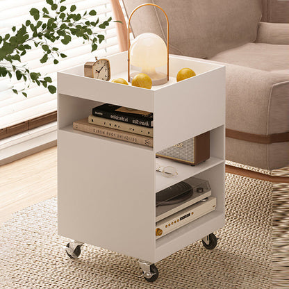 Modern Minimalist Iron Mobile Square End Table 4-Tier For Living Room
