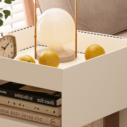 Modern Minimalist Iron Mobile Square End Table 4-Tier For Living Room