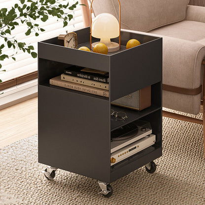 Modern Minimalist Iron Mobile Square End Table 4-Tier For Living Room