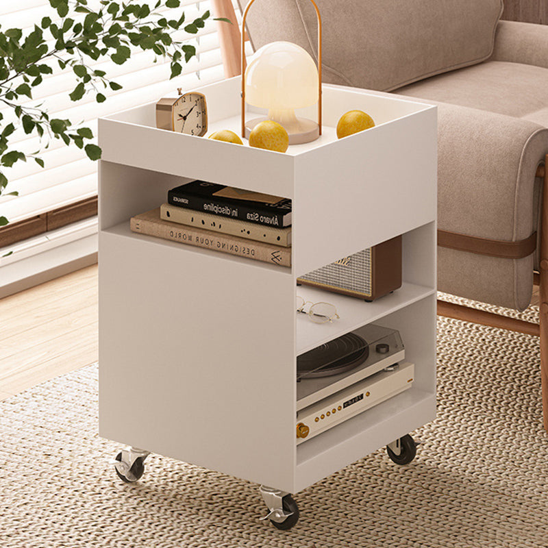 Modern Minimalist Iron Mobile Square End Table 4-Tier For Living Room