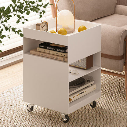 Modern Minimalist Iron Mobile Square End Table 4-Tier For Living Room