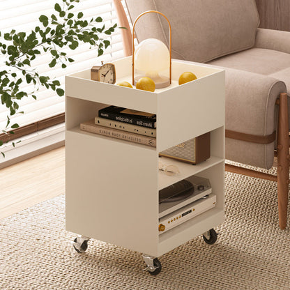Modern Minimalist Iron Mobile Square End Table 4-Tier For Living Room