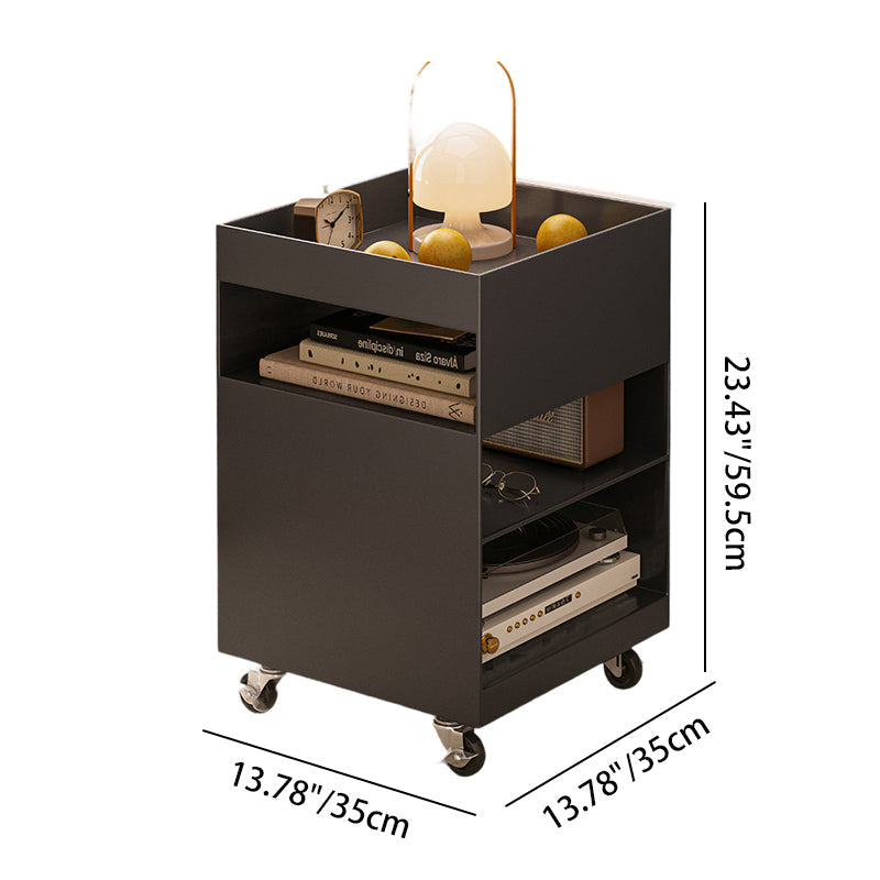 Modern Minimalist Iron Mobile Square End Table 4-Tier For Living Room